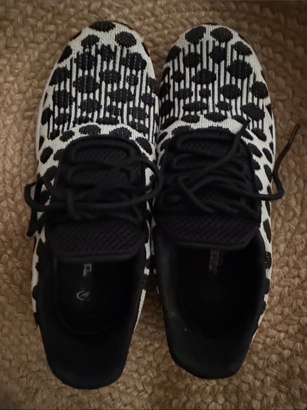 Black and White Polka Dot Knit Sneakers
